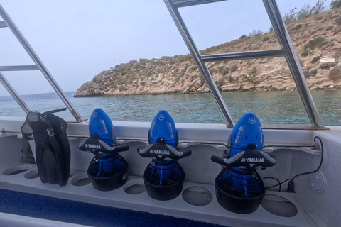 La Canée : tour en bateau avec scooter des mers et plongée en apnée