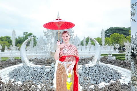 Chiang Rai: Photos of traditional Thai costumes, White Temple - Image 2