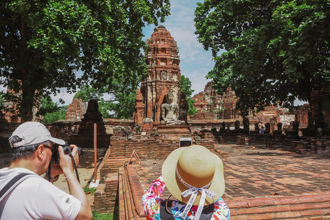 De Bangkok : visite d’un jour à Ayutthaya en bus et bateauVisite avec prise en charge aller simple à l'hôtel