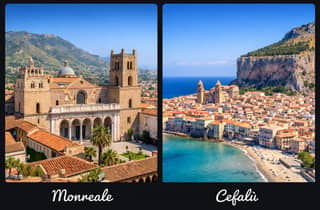 Cefalù und Monreale – Selbstgeführte Tour: Transfer im Van von und nach Palermo