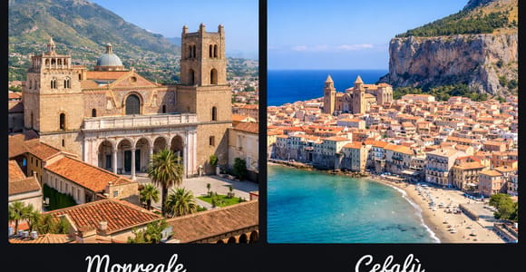 Cefalù and Monreale Self-Guided Tour: Return Van Transfer from Palermo