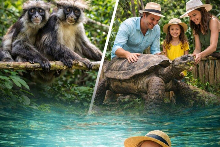 Zanzibar: Jozani Forest, local Zoo & Salam Cave Turtle Swim Private Tour + Tickets + Transfer + Guide