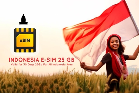 Indonesia eSIM With Internet Data 25 GB Telkomsel Network