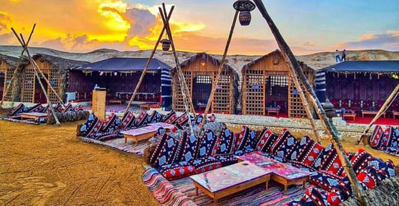 From Cairo: Desert Night with Bedouin Dinner, Coffee & Shows