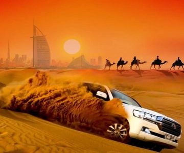 Dubai: Desert Safari Camel Riding, Sandboarding & BBQ Dinner