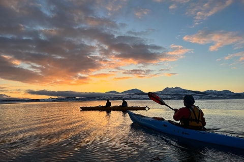 Tromsø: Excursión guiada en kayak de mar en invierno, con aperitivos