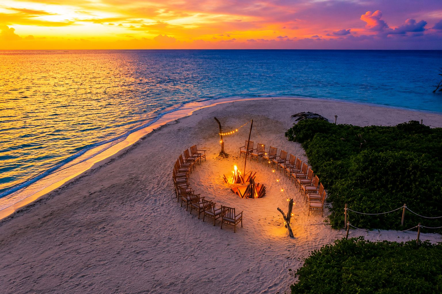 Malé: Privates Lagerfeuer am Strand und Dinner