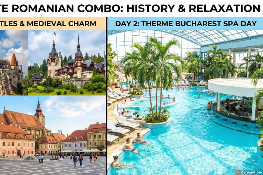 Kombi-Tour: Draculaschloss, Peles & Brasov + Therme – spare 20 %. Foto: GetYourGuide Kombi-Tour: Draculaschloss, Peles & Brasov + Therme – spare 20 %. Foto: GetYourGuide