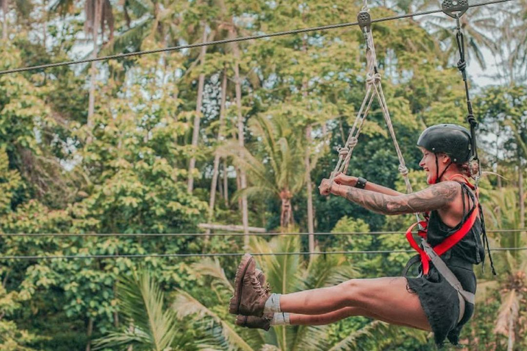 Ubud: Rice Terrace Swing, Cave Tubing, Sky Bike & Zipline Double ATV + Swing + Tubing + Sky Bike + Zipline - wTransfer