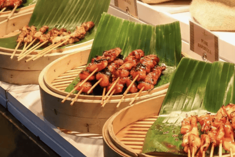 بوفيه بوراكاي ماندارين باي الدولي للولائم والموسيقى الحيةبوفيه عشاء مع ضلع ومأكولات بحرية وأطباق 