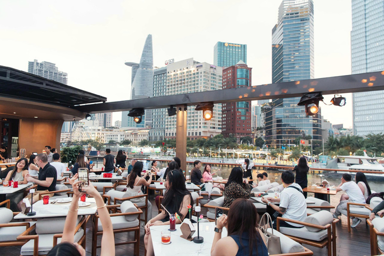 HCMC: ICON Sunset Cruise & Open Bus with Private Pickup Option 3: Sunset Cruise (Unlimited Drinks &Snack) + Open Bus