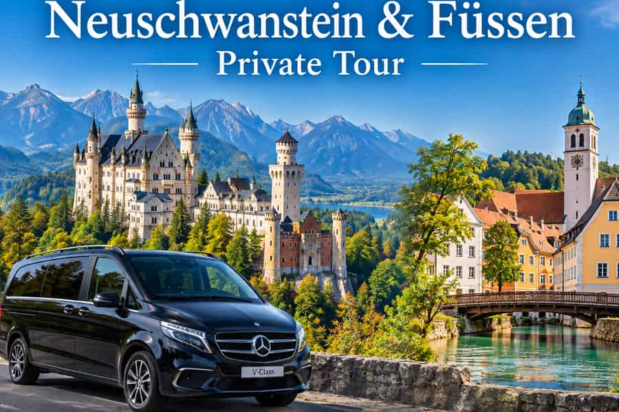 Ab München: Neuschwanstein & Füssen – private Tour im Mercedes-Van. Foto: GetYourGuide Ab München: Neuschwanstein & Füssen – private Tour im Mercedes-Van. Foto: GetYourGuide