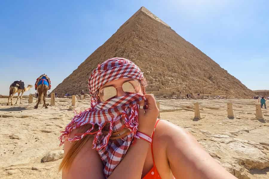 Kairo: Tour zu den Pyramiden von Gizeh und zur Sphinx mit Kamelritt und Eintritt. Foto: GetYourGuide Kairo: Tour zu den Pyramiden von Gizeh und zur Sphinx mit Kamelritt und Eintritt. Foto: GetYourGuide