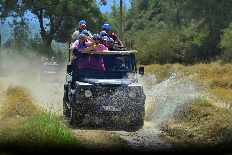 Antalya Buggy, Quad, Jeep, Rafting & Zipline Tour with Lunch Triple Adventure: Rafting, Jeep Safari & Zipline Tour
