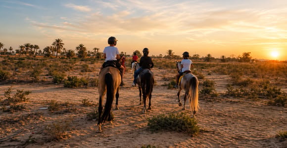 Sunset ride between the Djerba countryside and the turquoise sea
