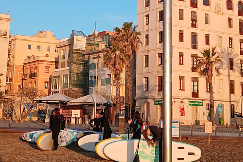 Barcelona: Sunset Paddle Surfing Session + Instructor + Photos Barcelona: Sunset Paddle Surf Outing + Instructor + Photos