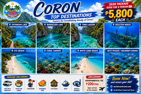 Coron: 3-Day Island Tour with Accommodation & Transfers