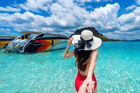 Krabi: 4 öar och grottor båttur med lunch4 öar tur med motorbåt