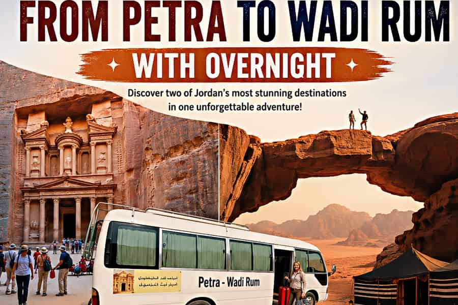 Petra: Transfer ins Wadi Rum mit optionaler Übernachtung im Camp/Jeep-Tour. Foto: GetYourGuide