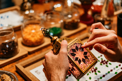 Marrakech: Original Moroccan Mosaic Lamp Workshop & Snacks Start Pickup with Tuk Tuk – Mosaic Lamp Workshop