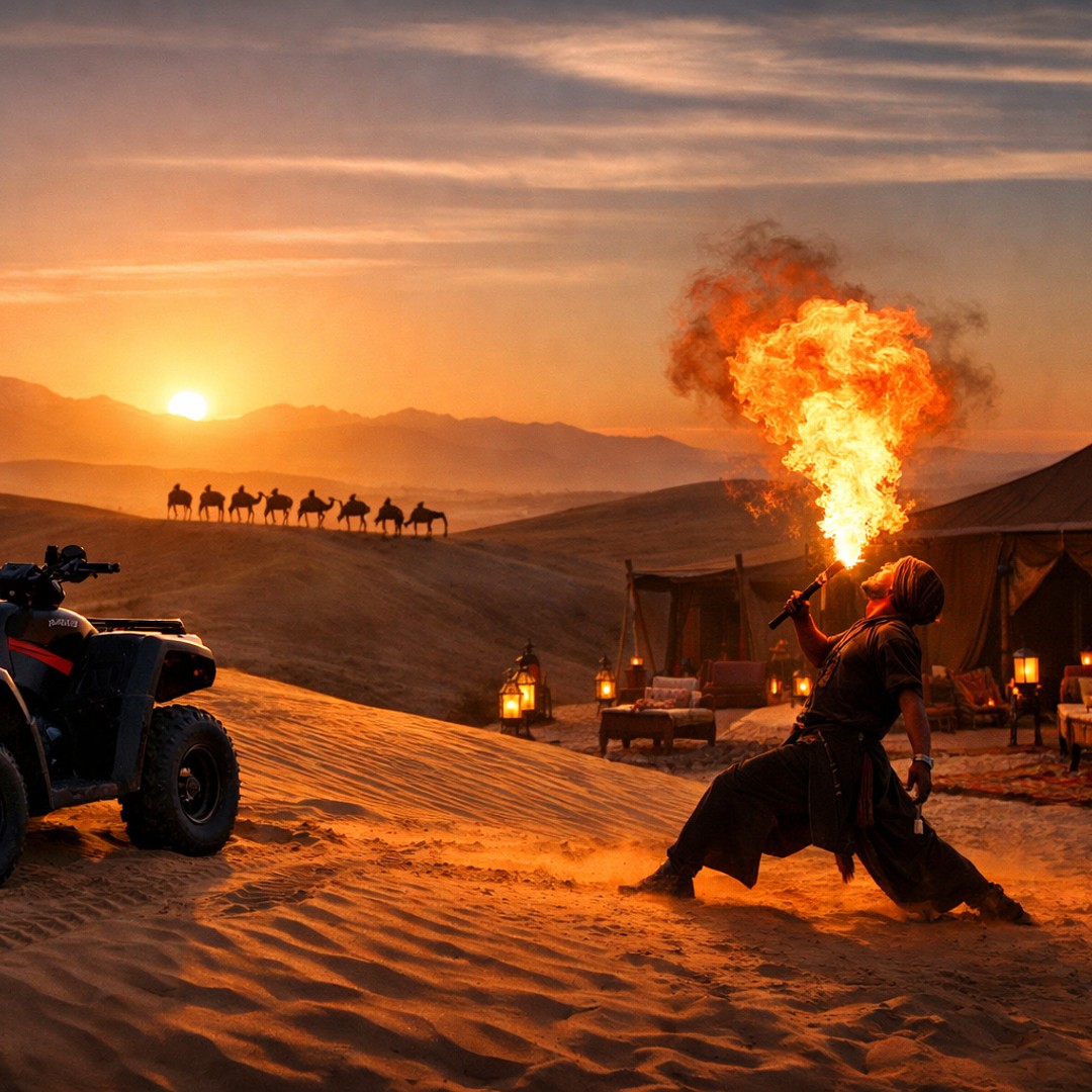 Marrakech : désert d'Agafay, quad, balade à dos de chameau et dîner-spectacle