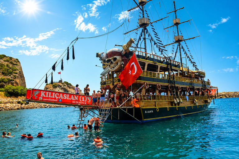 Alanya: Pirate Boat Cruise with Lunch and Swimming Stops Pirate Boat Trip with Hotel Transfer