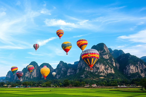 Vang Vieng: Hot Air Balloon Ride with Hotel Pickup