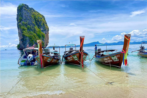 Krabi : Premium 4-Island Day Trip by Longtail Boat with Lunch (Excursion d&#039;une journée sur 4 îles en bateau à longue queue avec déjeuner)Voyage partagé