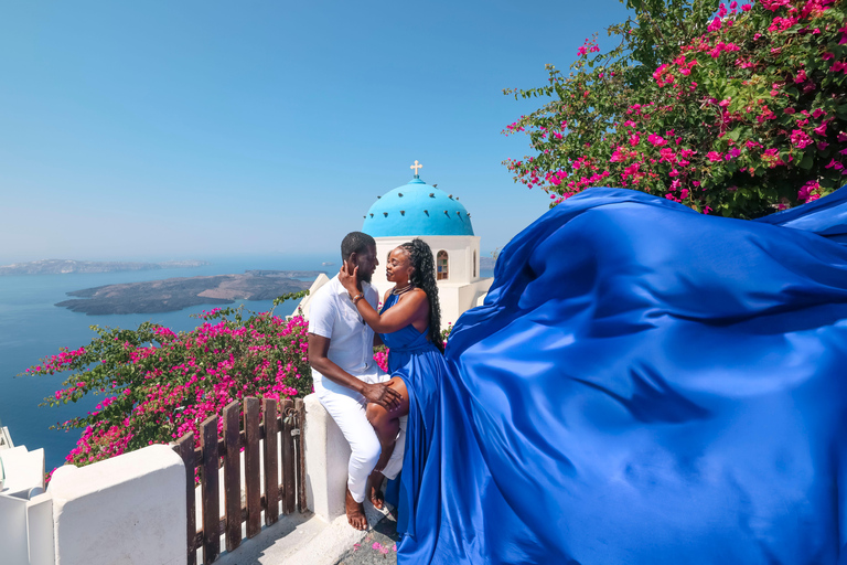 Flying dress Photoshoot in Santorini with Hotel Pickup
