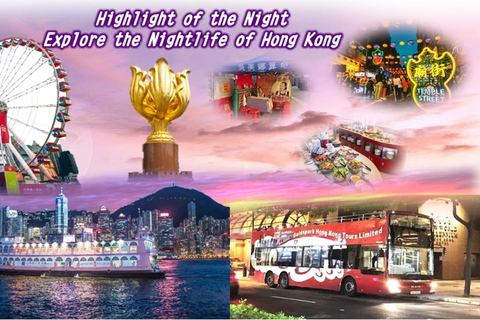 HK Nacht: Cruise Dinner, Open Top Bus, Temple Street Tour