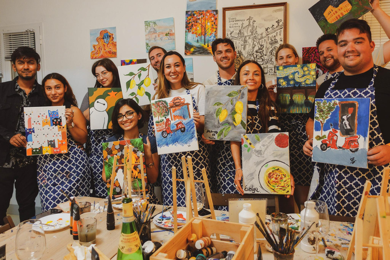 Lezione di pittura con Fine Wine &amp; Arts a RomaBrillo corso di pittura con Fine Wine &amp; Arts a Roma