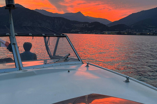 Sunset aperitif on a boat on Lake Iseo