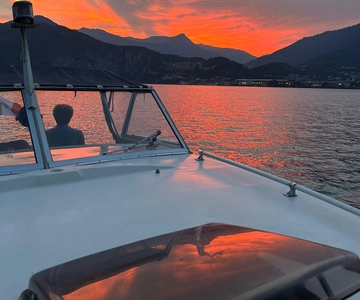 Sunset aperitif on a boat on Lake Iseo