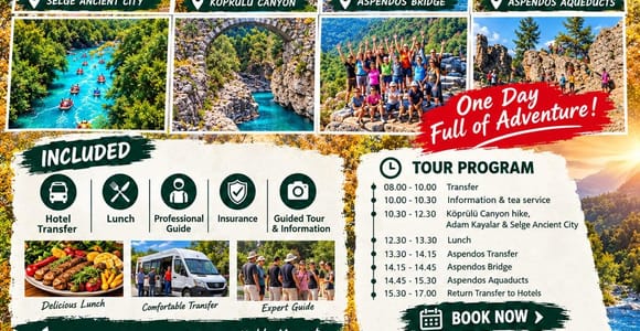 Antalya: Köprülü Canyon, Selge, Adam & Aspendos Day Trip