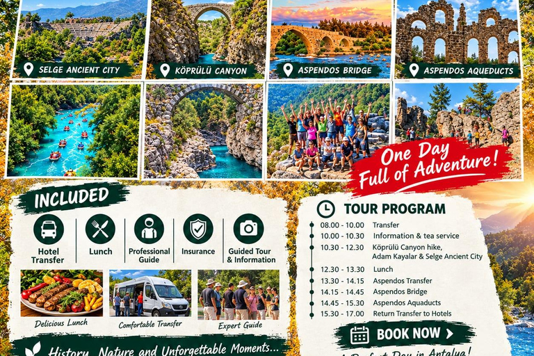 Antalya: Köprülü Canyon, Selge, Adam & Aspendos Day Trip