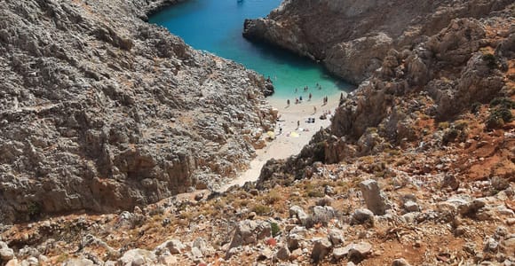 From Chania: Seitan Limania & Marathi Beach Tour with Pickup