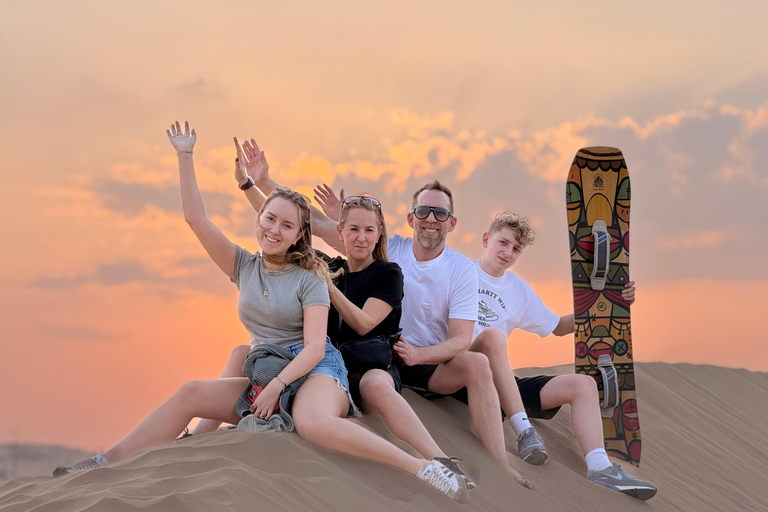 Luxury Desert Safari with Camel Ride, BBQ Dinner & Shows 4-Hour Morning & Evening Private Tour / Camel & Sandboarding