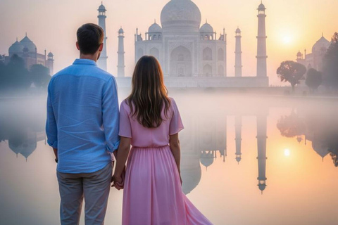 From Delhi: Taj Mahal Sunrise Tour & Agra Fort Visit AC Car, Guide, and Entry Fees
