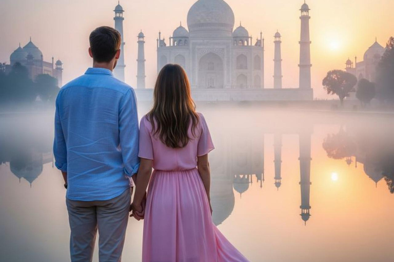 From Delhi: Taj Mahal Sunrise Tour & Agra Fort Visit AC Car, Guide, and Entry Fees