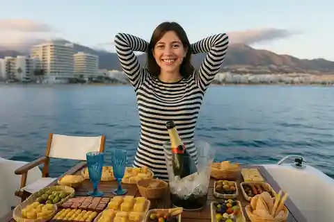 Fuengirolan auringonlaskun veneretki cocktail-illallisella ja samppanjalla