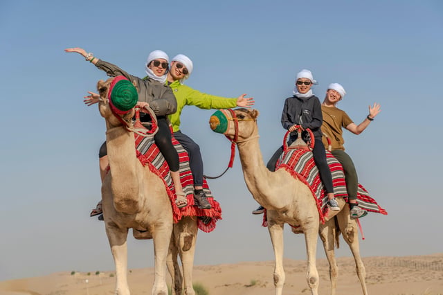 Dubai: Medio día de senderismo a camello con desayuno en Al Marmoom