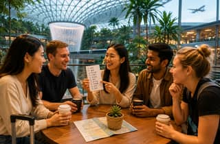 Singapur: Kaffeetreffen mit Einheimischen am Flughafen Changi