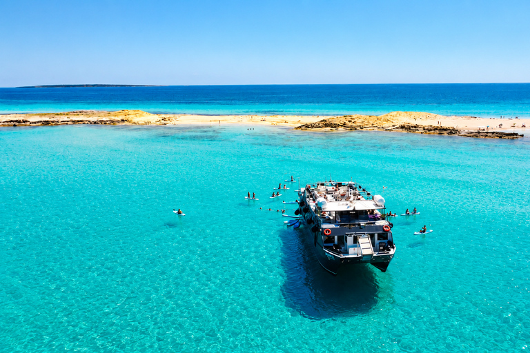 Ibiza: Formentera Boat with Open Bar, 3 meals & Sunset Party ADVANCE: Standard selection of food & open bar option