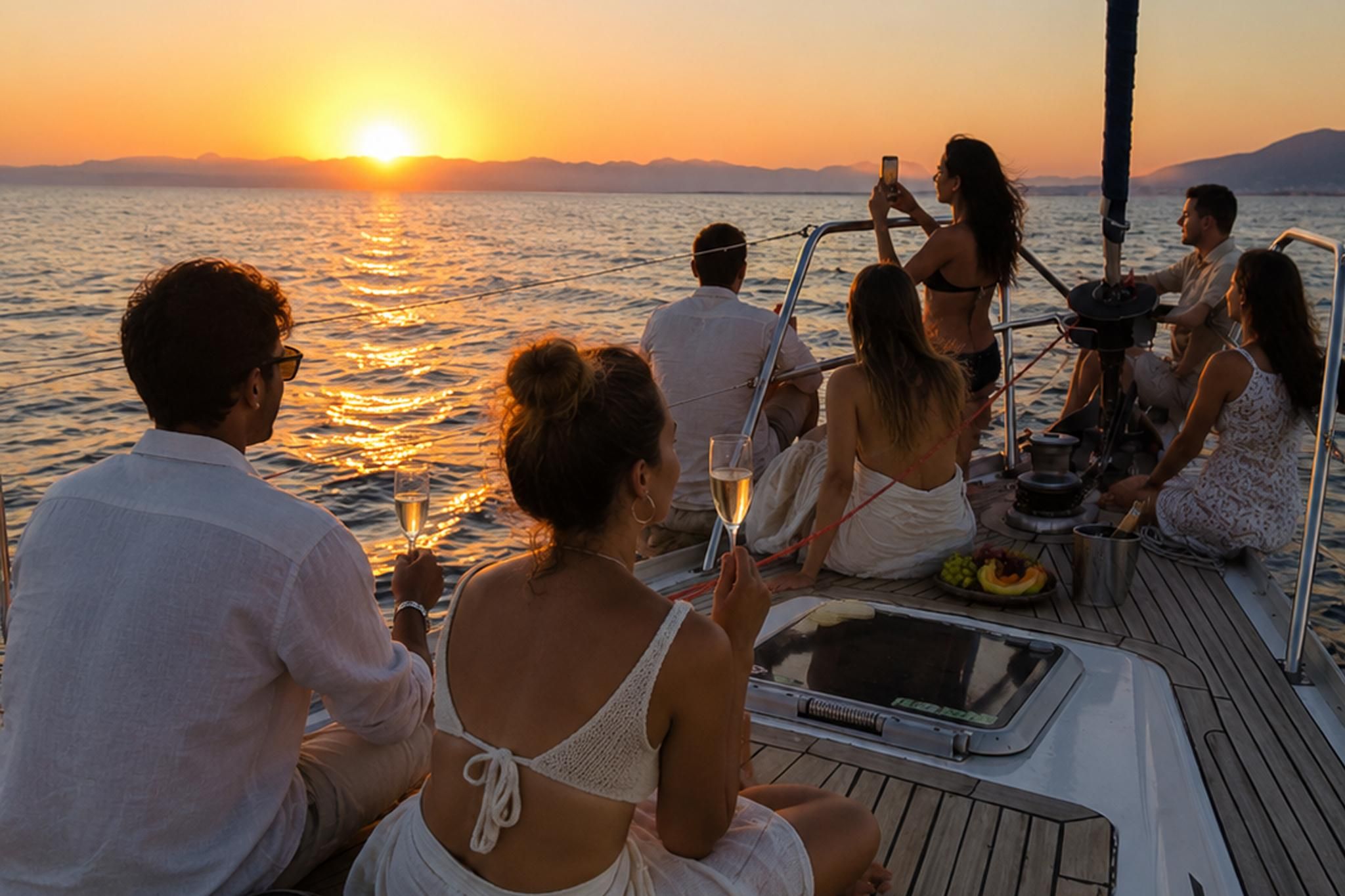 Kalamata: Segeltörn bei Sonnenuntergang, Schwimmen & Getränke