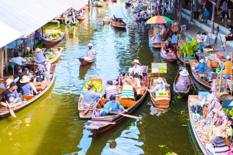 Bangkok: Damneon Floating & Train Market Tour mit BootsfahrtPrivate Tour mit sachkundigem Fahrer-Guide und Bootsfahrt