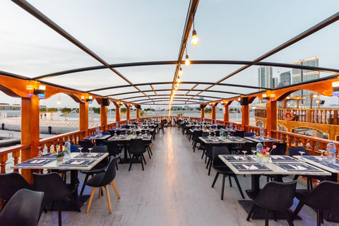 Dubai New Year's Cruise Burj Khalifa Fireworks & Dinner Upper deck with open air