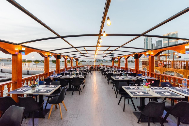 Dubai New Year's Cruise Burj Khalifa Fireworks & Dinner Upper deck with open air