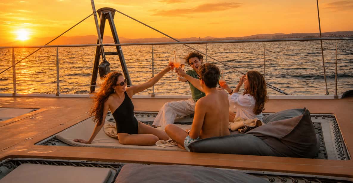 Mallorca: Premium Catamaran Sunset Trip with Food, Swim & VIP Area Option — a boat tour from Palma de Mallorca, Spain