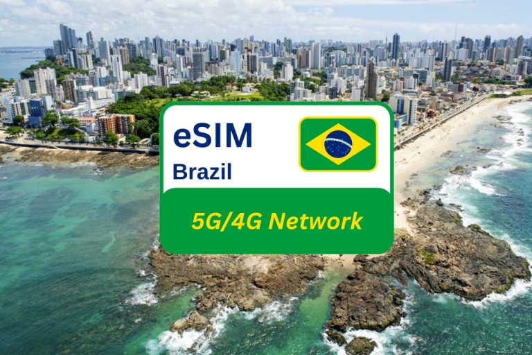 Salvador: Brazil eSIM Data Plan for Travelers 10 GB/30 Days