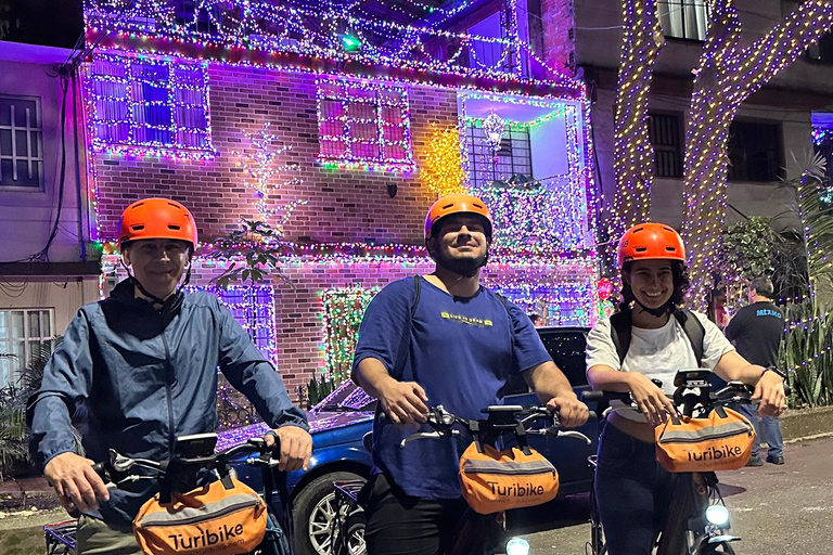 Medellín: E-Bike Christmas Lights Tour with Snack & Donation